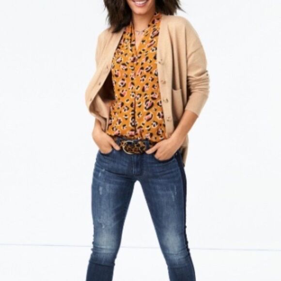 CAbi Kiki Tan Button Front Cardigan Sweater Sz L - Picture 1 of 8
